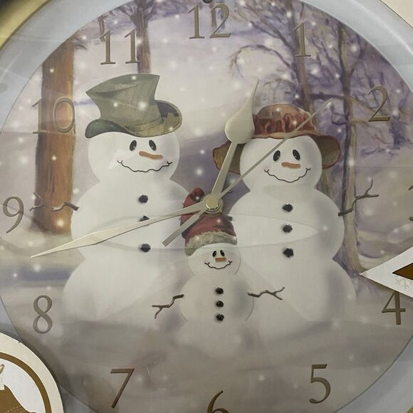 Vtg Feldstein Christmas Carol Wall Clock Snowman Family Large 13.5” Musical NIB - Picture 5 of 8